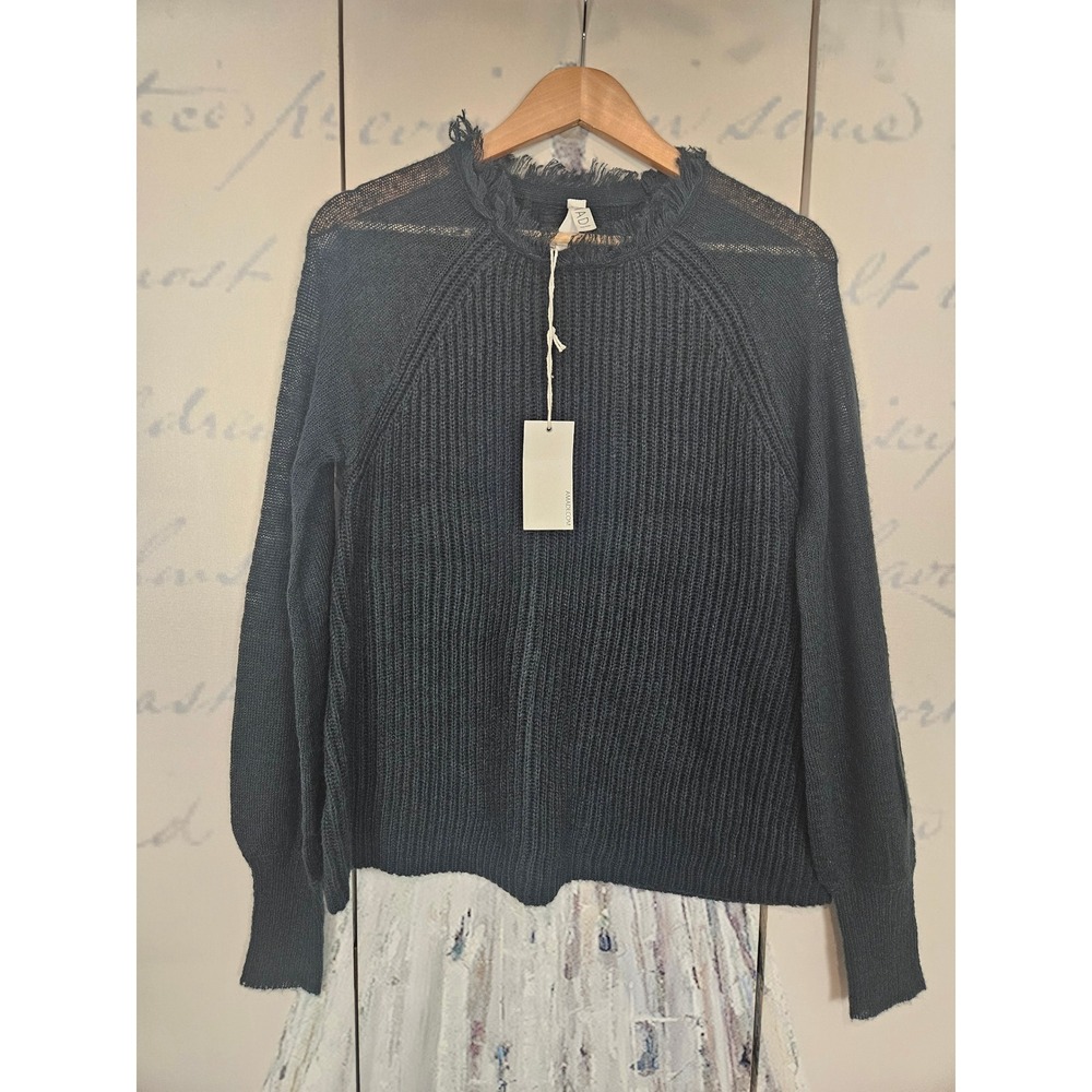 AMADI Athropologie Green Distressed Mohair Wool Blend Ribbed Sweater Small